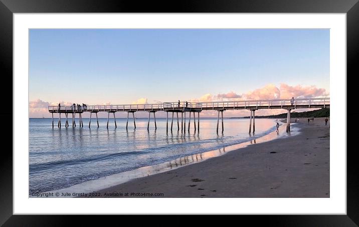 Scarness Jetty At Sunset Framed Mounted Print by Julie Gresty
