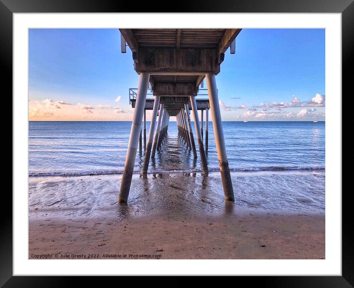 Scarness Jetty at Sunset Framed Mounted Print by Julie Gresty