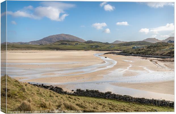 Carnish Beach and Cappadale Sands at Low Tide, Isle of Lewis, Scotland Canvas Print by Dave Collins