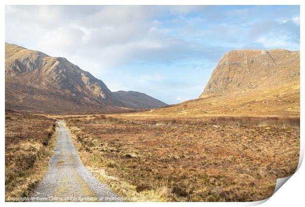 Track leading into Glen Mhiabhaig, Isle of Harris in the outer Hebrides, Scotland Print by Dave Collins