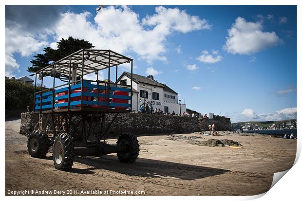 Sea Tractor, Burgh Island Print by Andrew Berry