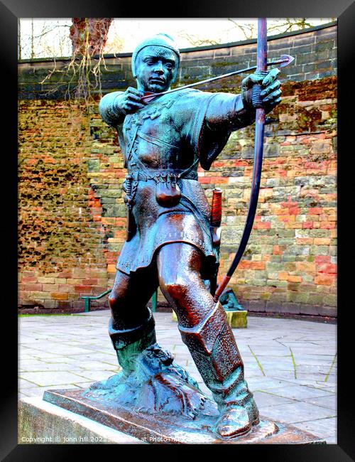Robin Hood statue, Nottingham. Framed Print by john hill