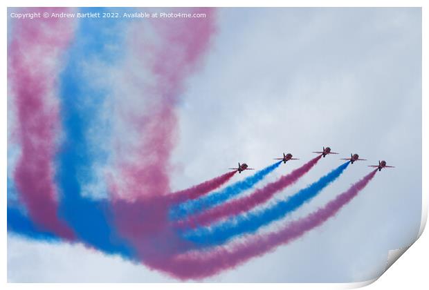 Red Arrows at RAF Cosford Print by Andrew Bartlett