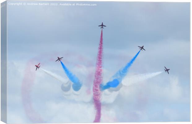 Red Arrows at RAF Cosford Canvas Print by Andrew Bartlett