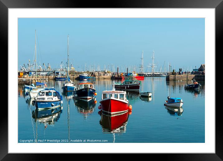 Colourful Boats in Brixham Harbour Framed Mounted Print by Paul F Prestidge