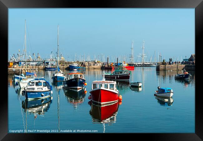 Colourful Boats in Brixham Harbour Framed Print by Paul F Prestidge