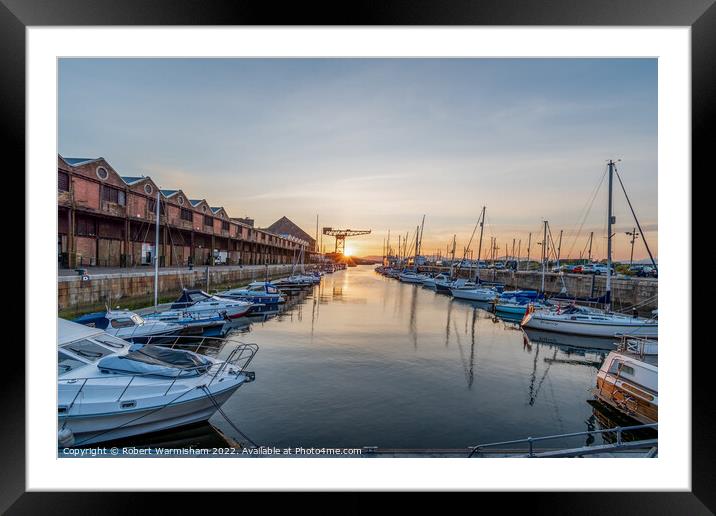 Sunset at James Watt Marina Framed Mounted Print by RJW Images
