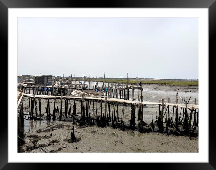 Carrasqueira Palafitic Pier during Low Tide Framed Mounted Print by Antonio Ribeiro