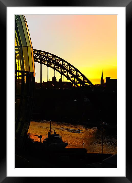 tyne bridge silhouette Framed Mounted Print by Northeast Images