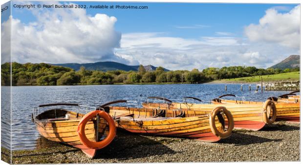 Derwentwater Boats Lake District Canvas Print by Pearl Bucknall