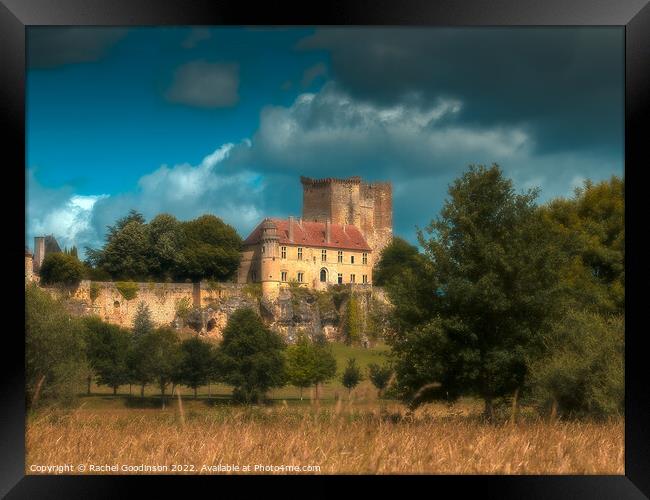 Storm over Excideuil Castle, France Framed Print by Rachel Goodinson