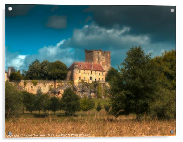 Storm over Excideuil Castle, France Acrylic by Rachel Goodinson