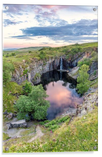 Majestic Sunset in Banishead Quarry Acrylic by James Marsden