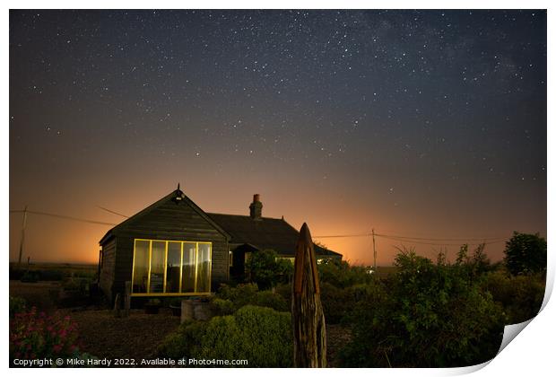 Prospect Cottage by Starlight at Dungeness Print by Mike Hardy