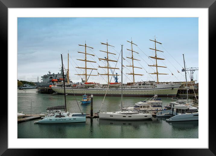 Golden Horizon  tall ship Framed Mounted Print by kathy white