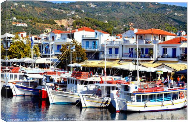 Ferries, the old port, Skiathos, Greece. Canvas Print by john hill