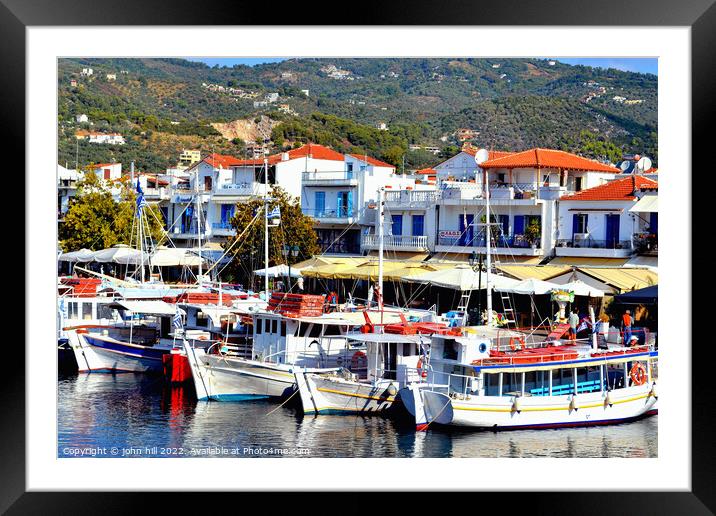 Ferries, the old port, Skiathos, Greece. Framed Mounted Print by john hill