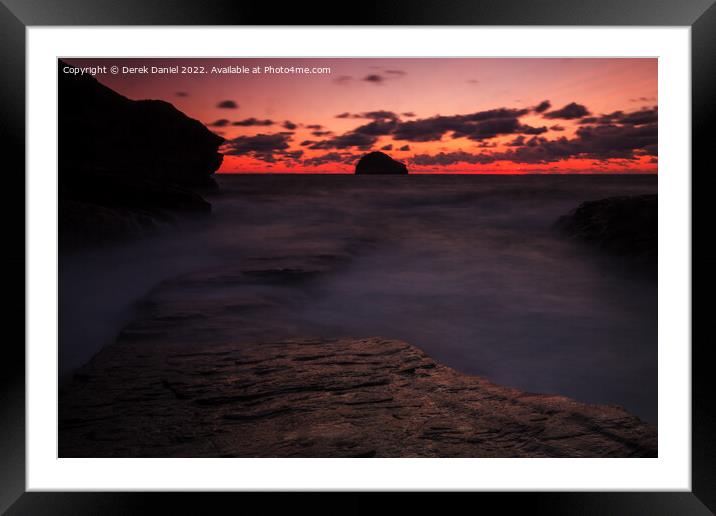 Trebarwith Strand Sunset Framed Mounted Print by Derek Daniel