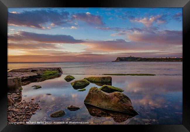 Scarborough North Bay reflections Framed Print by Richard Perks