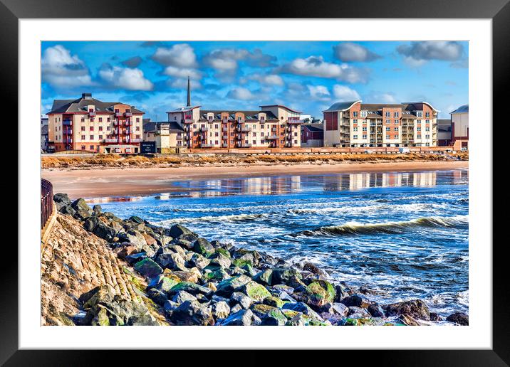 Ayr Beach Reflection Framed Mounted Print by Valerie Paterson