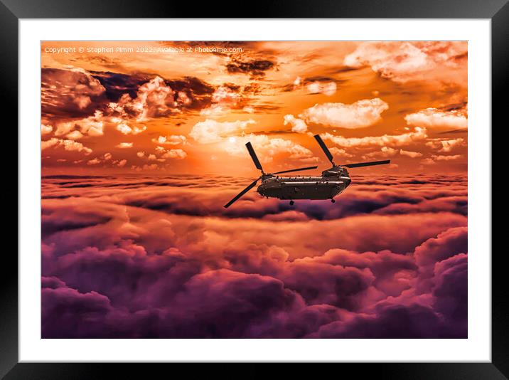 Chinook above the clouds Framed Mounted Print by Stephen Pimm
