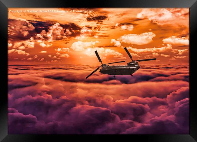 Chinook above the clouds Framed Print by Stephen Pimm