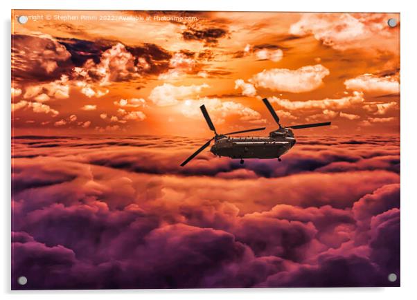Chinook above the clouds Acrylic by Stephen Pimm