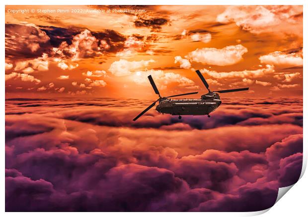 Chinook above the clouds Print by Stephen Pimm