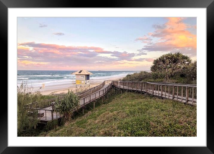 Beach at Sunset in Queensland Framed Mounted Print by Julie Gresty