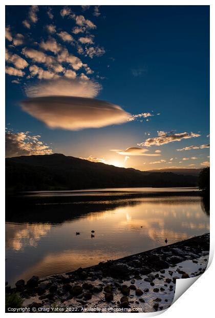 Lenticular Cloud Sunset Grasmere Lake District Print by Craig Yates