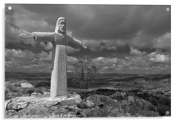 Christ Statue in Monsanto Mountains Acrylic by Angelo DeVal