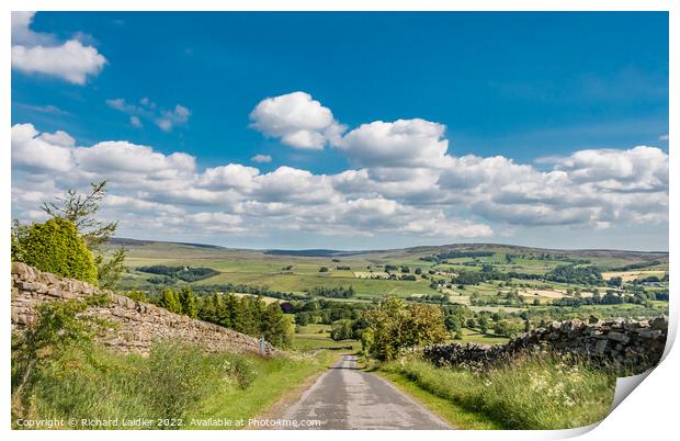 Down Bail Hill Mickleton, Teesdale Print by Richard Laidler