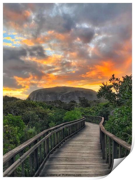 Stormy Sunset over Mount Coolum Print by Julie Gresty