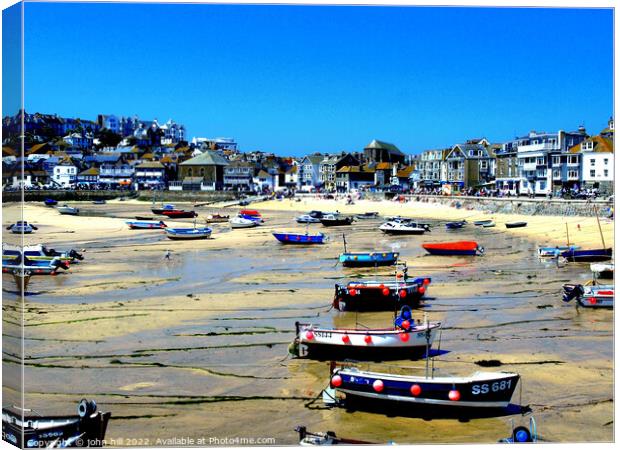 Harbour & town at low tide, St.Ives, Cornwall, UK. Canvas Print by john hill