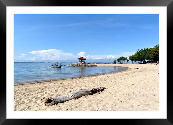 Bali beach with pier Framed Mounted Print by Theo Spanellis