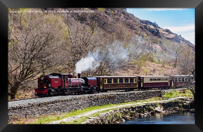 Welsh Highland Railway Steam Train by Afon Glaslyn Framed Print by Pearl Bucknall