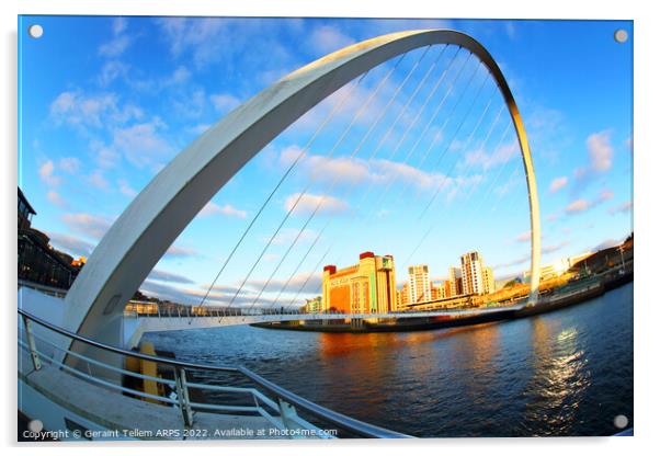 Gateshead Millennium Bridge, Newcastle upon Tyne, England, UK Acrylic by Geraint Tellem ARPS