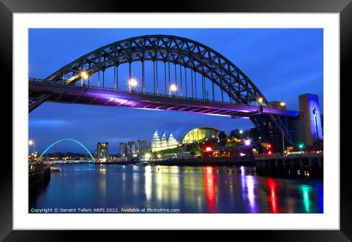 Newcastle upon Tyne at dusk, UK Framed Mounted Print by Geraint Tellem ARPS