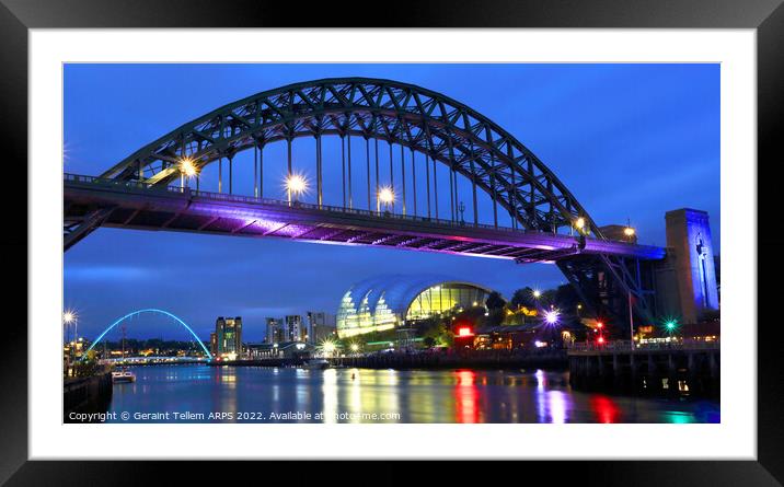 Newcastle upon Tyne at dusk, UK Framed Mounted Print by Geraint Tellem ARPS