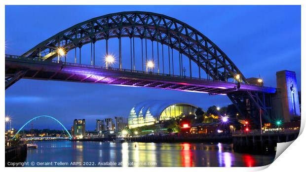 Newcastle upon Tyne at dusk, UK Print by Geraint Tellem ARPS