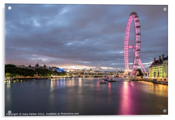 The London Eye at night Acrylic by Gary Parker