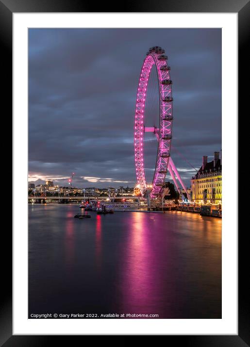 The London Eye at night Framed Mounted Print by Gary Parker