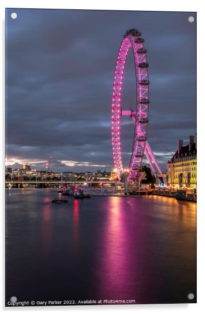 The London Eye at night Acrylic by Gary Parker