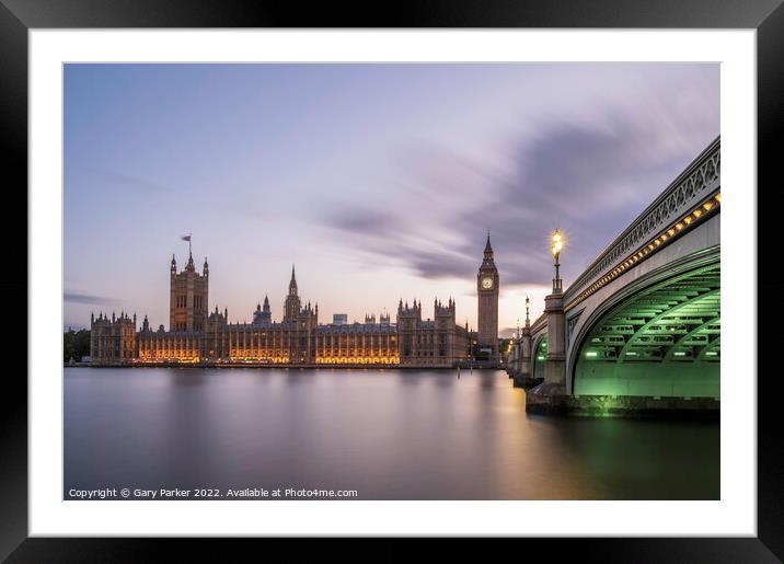 The Houses of Parliament, London, at sunset Framed Mounted Print by Gary Parker