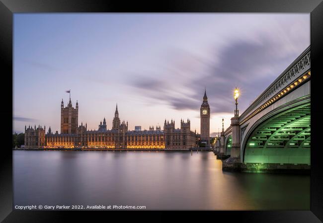 The Houses of Parliament, London, at sunset Framed Print by Gary Parker
