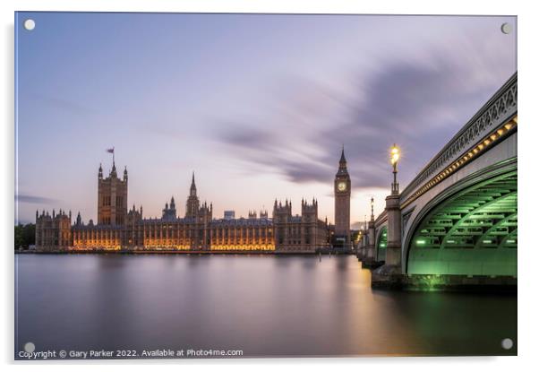 The Houses of Parliament, London, at sunset Acrylic by Gary Parker