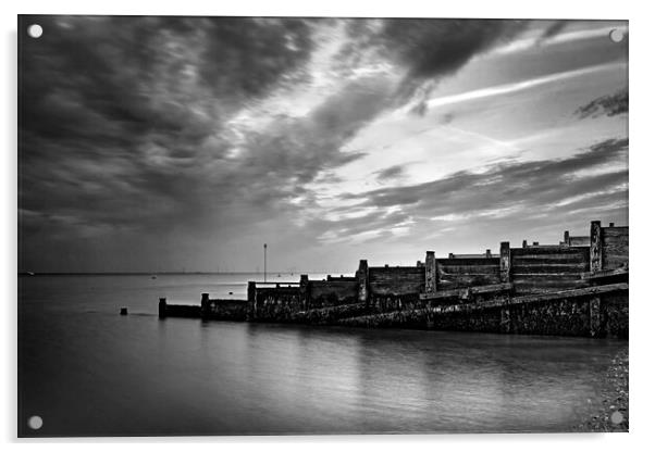 Whitstable Groyne and Sea Acrylic by Darren Galpin