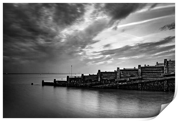 Whitstable Groyne and Sea Print by Darren Galpin