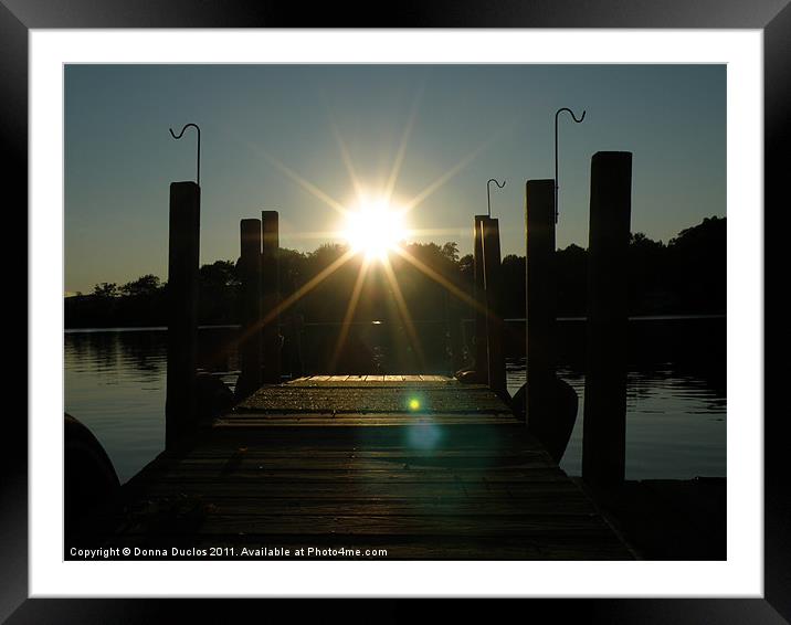 Sunset on the dock Framed Mounted Print by Donna Duclos