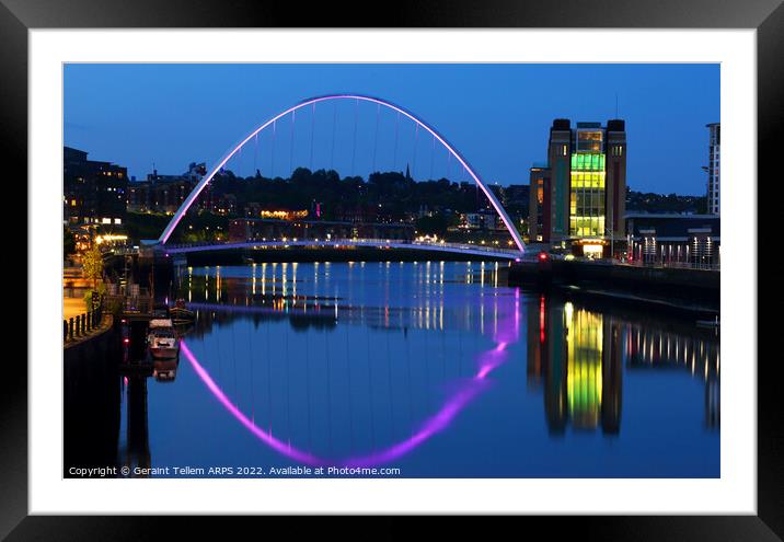 Gateshead Millennium Bridge, Newcastle upon Tyne, England, UK Framed Mounted Print by Geraint Tellem ARPS